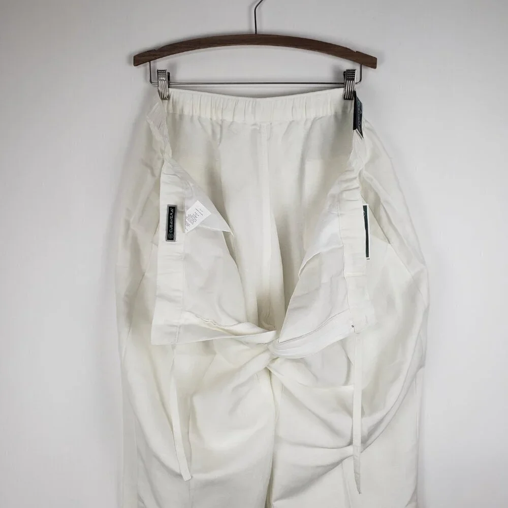 Cubavera Linen Blend Pants White Drawstring Casual NWT Mens Size XXL